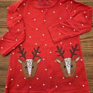 Mini Boden Red Reindeer Tunic - size 6-7 - Christmas.  Girls / youth / kids.